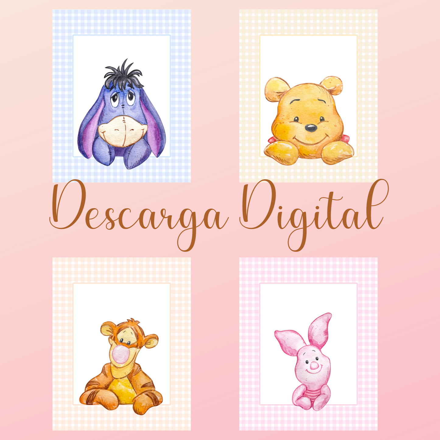 Pack 4 Láminas Infantiles Digitales | Decoración de Habitación para Niños y Bebés