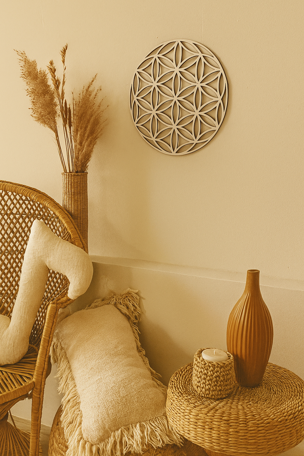 Flor de la Vida en madera – Decoración boho artesanal