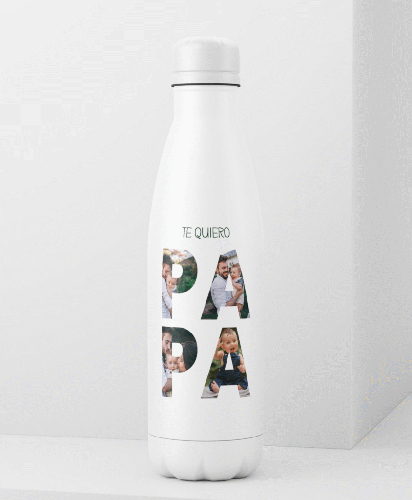 Botella personalizada con fotos “Te quiero papá”